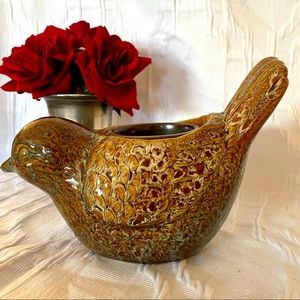Large Ceramic Bird Planter/candle holder